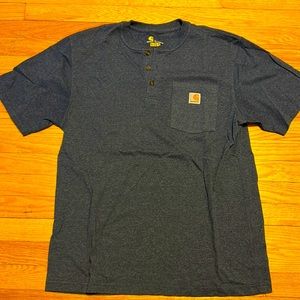 Men’s Carhartt Short Sleeve Henley Work Shirt Original Fit Navy Blue size Medium